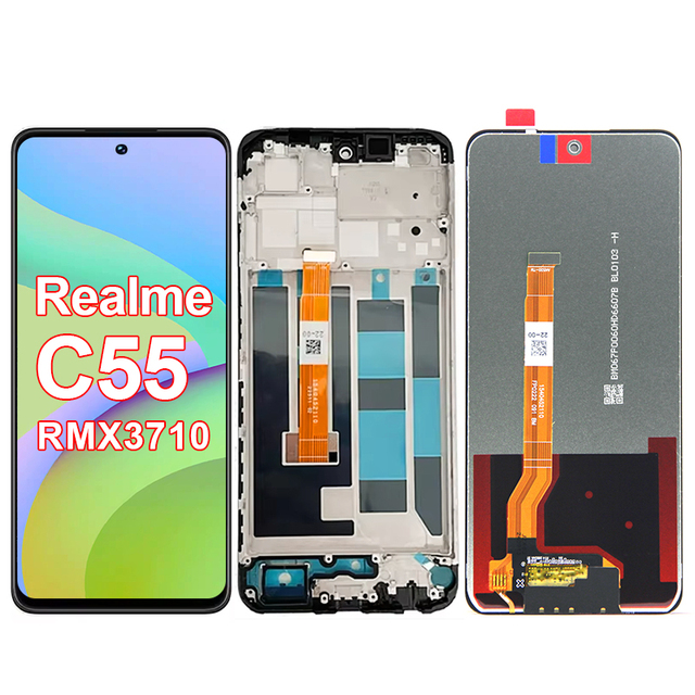 6.72 InchTested RMX3710 Digitizer Assembly Replacement Touch Screen With Frame Realme C55 LCD Display for OPPO