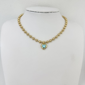 <span class=keywords><strong>Collana</strong></span> Personalizzata alla Moda <span class=keywords><strong>con</strong></span> Cuore in Perline Dorate Blu, Ciondoli a Corno <span class=keywords><strong>con</strong></span> Occhio, Gioiello di Lusso in Cristallo, Regalo per Feste, Vendita all'Ingrosso - Product Image 3