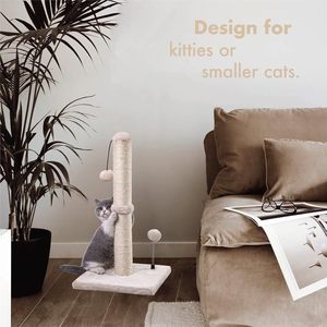 MECOOL 高级猫抓板，带剑麻挂球，米色，室内使用 - Product Image 5