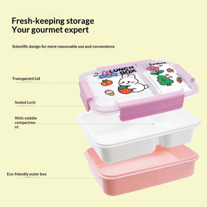 Lonchera de Plástico PP de Grado Alimenticio con Diseño de Dibujos Animados para Estudiantes y Trabajadores de Oficina, Sellada y a Prueba de Fugas, con Tapa Transparente - Product Image 2