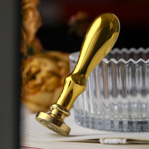 ด้ามจับตราประทับผิวโลหะสีทองสำหรับงานฝีมือปิดผนึกขี้ผึ้ง - Product Image 4