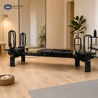 Machine de Pilates Reformer Commerciale en Aluminium Noir Certifiée OEM, Durable et Métallique, pour Studio de Fitness et Entraînement en Boutique