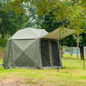 Outdoor Hexagonal <b>Large</b> Camping <b>Tent</b> With Awning Aluminum Alloy Frame Waterproof Breathable 8-10 Person Shelter - Product Image 2