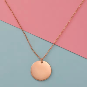 Collier avec pendentif rond en acier inoxydable plaqué or 18 carats, personnalisable avec un nom, forme de disque, vide, <span class=keywords><strong>cadeau</strong></span> avec gravure de logo - Product Image 6