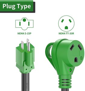 J495 Cordon <span class=keywords><strong>adaptateur</strong></span> 30 A pour camping-car <span class=keywords><strong>12</strong></span> pouces NEMA 5-15P vers TT-30R NEMA avec indicateur d'alimentation LED <span class=keywords><strong>Adaptateur</strong></span> d'alimentation électrique pour camping-car 110 Volt - Product Image 3