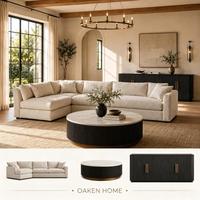 Table basse ronde Finnley de style Arhaus de luxe OAKEN et canapé modulaire moderne, ensemble de meubles de salon