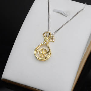 S925 Silver Fortune <b>Bag</b> Pendant with 9-10 Pearl Female <b>DIY</b> Jewelry <b>Accessory</b> Empty Tray & Semi Finished 636 Money <b>Bag</b> - Product Image 4