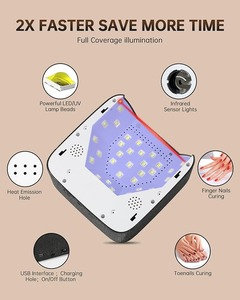Lampe à ongles UV LED à base détachable 365 nm, 5 réglages de minuterie, rechargeable par USB, séchage rapide, pour salon et usage domestique - Product Image 2