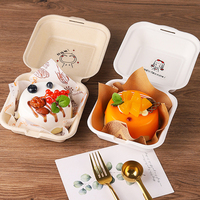 Boîte à bento en pulpe recyclée de qualité alimentaire, emballage pour gâteaux, dessert, tiamisu, boîte à hamburger, boîte à dessert, pique-nique, bonbons, boîte en papier