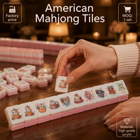 Nouvelles Tuiles de Mahjong Américaines Roses Gravées pour les Fêtes de Noël, Ensemble de Tuiles de Mahjong Américaines, Commande Minimale 1 Ensemble