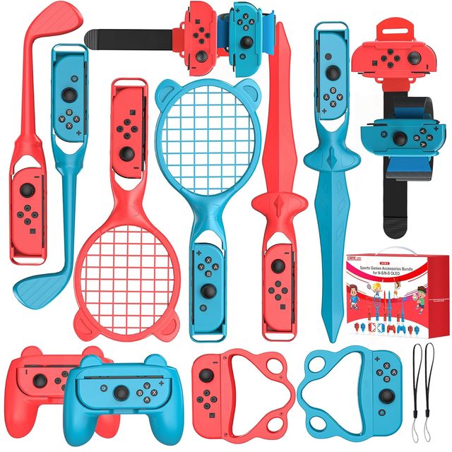 Switch Sports Accessories Bundle, 14 in 1 Sports Games Accessories Kit for Nintendo Switch/OLED Console & Joycons