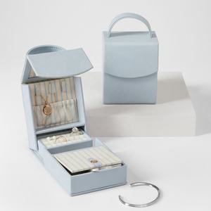 <span class=keywords><strong>Joyero</strong></span> con logotipo personalizado, bolsa de almacenamiento de anillos para collar, caja organizadora de joyas de cuero vegano <span class=keywords><strong>plegable</strong></span> de lujo portátil - Product Image 4