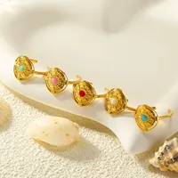 Retro-Sonnenmedaillon-Ring mit weißem Stein, offener Ring aus Edelstahl, verstellbarer modischer Fingerschmuck für Damen