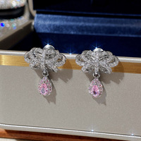 Huitan – boucles d'oreilles de styliste pour femmes, plein diamant, Micro insertion, zircone goutte d'eau, croûte, fée, nœud, goutte d'eau, pour femmes