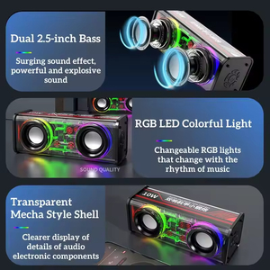 Altavoz Bluetooth V8 con Carcasa Transparente, Audio Dual de Bajos de 2.5 Pulgadas, Luz RGB Colorida, 360 °   Altavoz Portátil con Subwoofer Envolvente - Product Image 3
