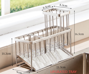 Organizzatore per <span class=keywords><strong>Spugne</strong></span> da <span class=keywords><strong>Cucina</strong></span> in Acciaio Inox 304, Portaspugne Lungo con Spazzola per Piano di Lavoro - Product Image 2