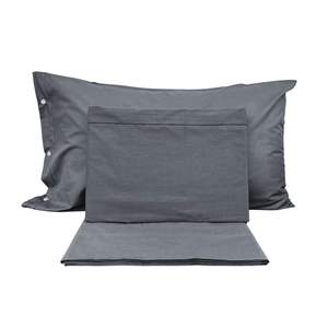 Ensemble de draps en coton gris foncé, taille double allemande, taies d'oreiller incluses - Product Image 1