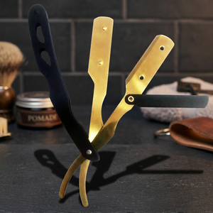 มีดโกนหนวดแบบพับได้ ASAP Black Gold Barber Razor สำหรับโกนหนวดและโกนขนตามร่างกาย ผลิตจากสแตนเลสคุณภาพสูง เหมาะสำหรับร้านตัดผมและผู้ชาย - Product Image 2