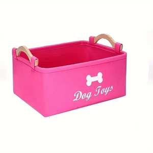 <span class=keywords><strong>Panier</strong></span> de rangement pour jouets pour chiens et chats en feutre rectangulaire pliable écologique de grande capacité avec poignée en <span class=keywords><strong>bois</strong></span> - Product Image 5