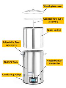 Equipo de microcervecería todo en uno, máquina de <span class=keywords><strong>cerveza</strong></span> artesanal, hervidor Homebrew, 40 litros - Product Image 5