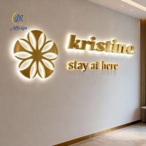 Signalétique murale intérieure 3D, lettres en métal doré poli, rétroéclairées, logo personnalisé en LED pour la décoration de studio de beauté, <span class=keywords><strong>salon</strong></span> de coiffure - Product Image 3