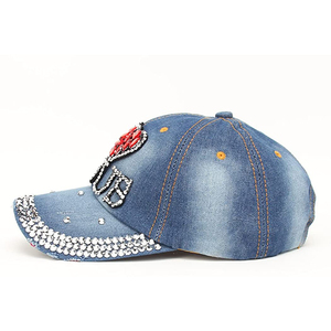 Gorra de Béisbol Personalizada 'I <span class=keywords><strong>Love</strong></span> Jesus' con Logotipo de Diseño Privado, Estilo Deportivo en Mezclilla y Pedrería Termoadhesiva, Fabricada al por Mayor - Product Image 5