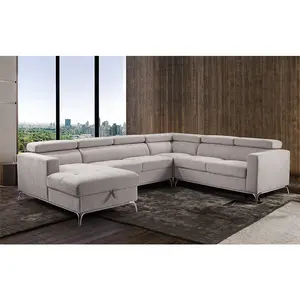 Sofa ruang tamu langsung pabrikan Modern Set bagian Sofa tahan air & minyak dengan tempat penyimpanan bahan kayu jok berbentuk L