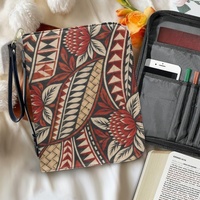 Housse de Bible personnalisée avec imprimé floral tropical tissé Puletasi Teuila et fermeture éclair pour les voyages quotidiens, l'église et le shopping