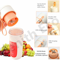 Mélangeur presse-agrumes portable de 340ml Mini mélangeur électrique multifonctionnel autonettoyant pour fruits et légumes avec source d'alimentation USB
