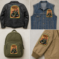 Ensemble de patchs tissés sur mesure avec motifs bouclier et contour en arc, badges à coudre pour vestes, gilets, casquettes, articles promotionnels de club, commande