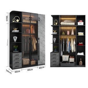 ตู้เสื้อผ้าห้องนอนแบบเปิดประตูบานเลื่อนแบบเปิด - Product Image 1