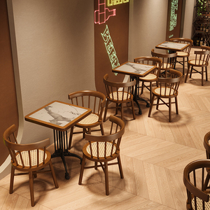 Xzy gỗ rắn mây ghế gian hàng nhà hàng đồ nội thất bàn và ghế cafe bảng rắn gỗ Dát Đá Slate cho phòng ăn - Product Image 5