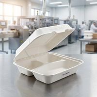 Boîte alimentaire compostable en fibre de canne à sucre écologique, anti-fuite, pour livraison de restaurant