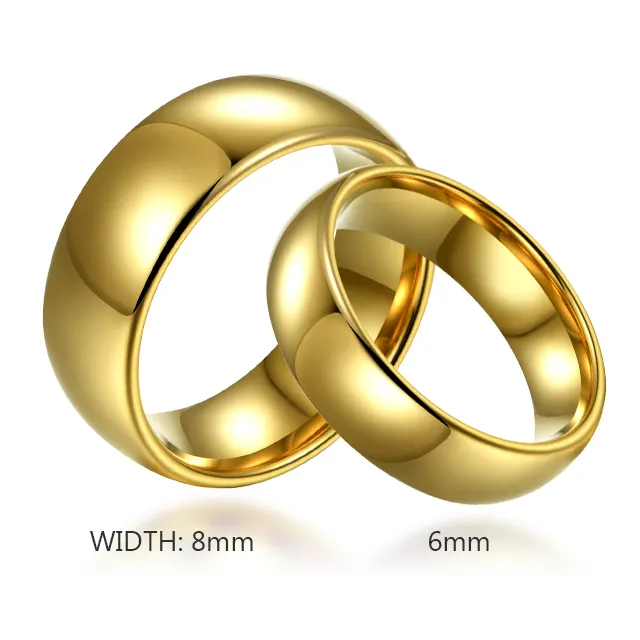 恋人のためのカップルの永遠の愛のゴールドリングデザインのためのトップセラー6mm8mmゴールドタングステン結婚指輪セット
