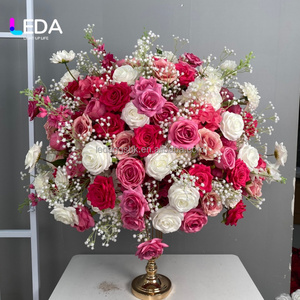 Ramo de Flores Artificiales de Seda LEDA de 70 cm, Color Blanco y Rosa, con Rosas y Paniculata, para Decoración de Bodas - Product Image 2