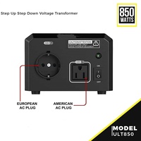 Transformador de Corriente Alterna de 850W, Convertidor de Voltaje 110V/220V, Elevador/Reductor con Bobina Toroidal de Triple Enrollamiento