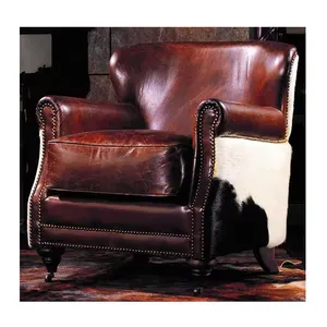 仿古皮革俱乐部切斯特菲尔德酒廊沙发椅酒店扶手椅现代经典家具真皮沙发