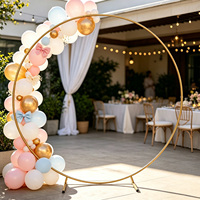 Support d'arche circulaire de 2,2 m pour ballons, cadre floral, fête d'anniversaire, mariage, décoration de Noël, support de toile de fond rond en métal doré