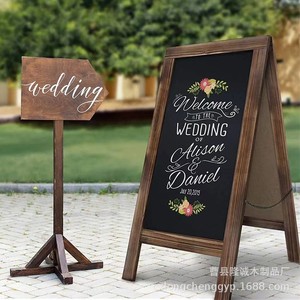Tableau noir double face en bois massif rustique 20x26,5 pouces avec surface magnétique, support de présentation pour café, enseignes de mariage - Product Image 4