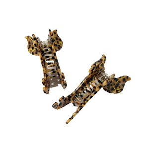 Pince à cheveux chien <span class=keywords><strong>teckel</strong></span> style français haut de gamme, motif léopard mignon, 9.9x4x3cm, en acétate, style européen-américain - Product Image 3