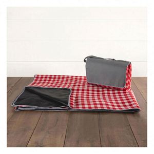 Custom Logo Red & White Gingham Tote <b>Picnic</b> <b>Blanket</b> Portable Travel Camping Beach Mat Waterproof Rug - Product Image 1