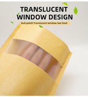 Sac d'emballage alimentaire en aluminium avec fermeture éclair, feuille d'aluminium argentée, 250 ml, bonbons refermables, compostable, 200 g, papier kraft, demi-transparent, sachet debout