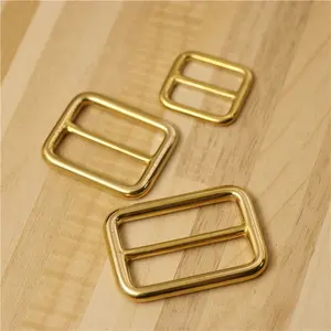 Wholesale High Quality Leather Hardware Accessories Square Ring Glide Buckles For Bag Adjustable Solid Brass Slide Buckles