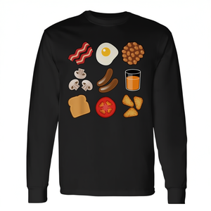 T-shirt à manches longues Full English Breakfast, design graphique alimentaire, taille adulte unisexe - Product Image 2