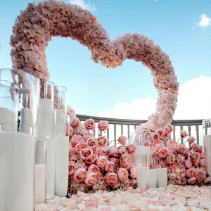 Arco Floreale per Proposta di <span class=keywords><strong>Matrimonio</strong></span>, Sfondo a Forma di Cuore, Decorazione Nuziale, Arco di Fiori Artificiali Rosa per Eventi - Product Image 1