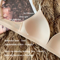 Bralette push-up sans couture à bonnets trois quarts, fermeture double rangée, bretelles réglables, lingerie douce sans armatures