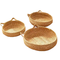Lit pour chien en herbe naturelle tressée, panier rond en paille pour animaux de compagnie, maison en feuilles de canne tressées à la main avec coussin doux et rafraîchissant