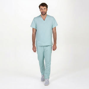 Men's V Neck Medical <b>Scrub</b> Set Hospital Uniform ODM 4 Way Stretch Woven Breathable Washable Wrinkle Resistant Nursing Needle - Product Image 1