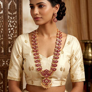 Elegant Ensemble Pota Stone Brass Gold Plated Necklace <b>Set</b> with Latest Designed Wedding Engagement & Party Jewelry for Women - Product Image 1
