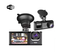 Caméra de tableau de bord double canal pour voiture 1080P HDR avec vision nocturne, caméra intérieure, ouverture F1.8, WiFi, enregistrement en boucle, DVR automobile